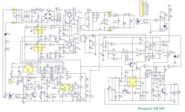 Схема на инверторната машина за заваряване Resant SAI 160