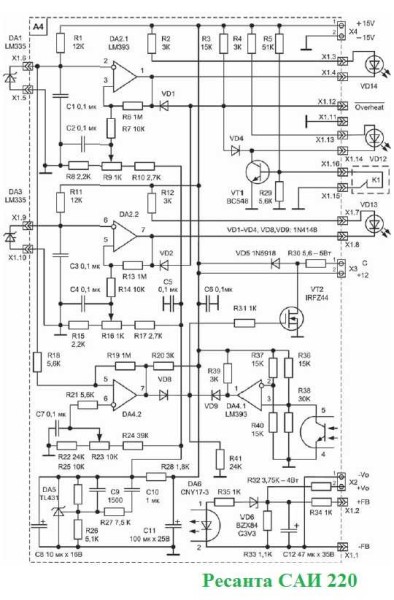 Схема на инверторната машина за заваряване Resant SAI 220