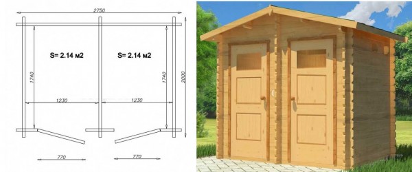 Aparência e desenho de um banheiro e chuveiro para uma residência de verão em um prédio