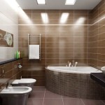 Luzes de teto grandes são essenciais ao usar cores escuras na decoração: um banheiro marrom precisa de muita luz