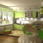 Virtuves apvienošana ar viesistabu tiek spēlēta ar krāsu un gaismu