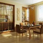 The original idea of ​​zoning the kitchen and living room - bamboo