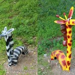 La zebra i la girafa es fabriquen segons un principi similar: la diferència de longitud i color del coll