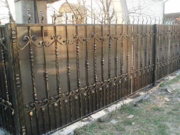 Prekrasna ograda od kovanog željeza s polikarbonatom