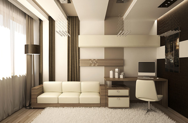 El disseny clàssic d’un apartament d’una habitació també permet fer aquest truc.