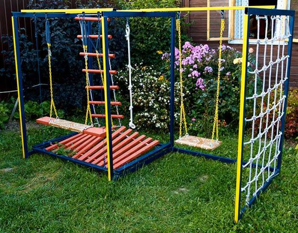 A rope wall and ladder are a great way to make the playground more fun to play.