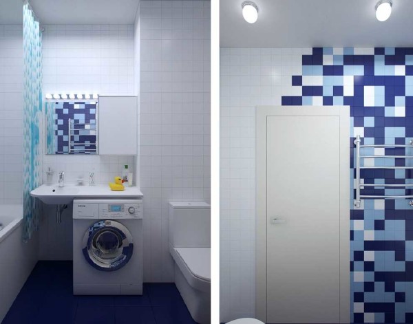 Kuva yhdistetyn kylpyhuoneen suunnittelusta