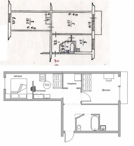Un dels apartaments de dues habitacions més estimats: el tramvia es pot transformar fàcilment en una vivenda amb un disseny separat i un traster o vestidor