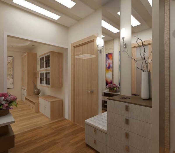 Uma abundância de espelhos transformou um pequeno corredor em uma sala espaçosa