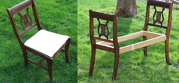 ספסל מכיסאות ישנים