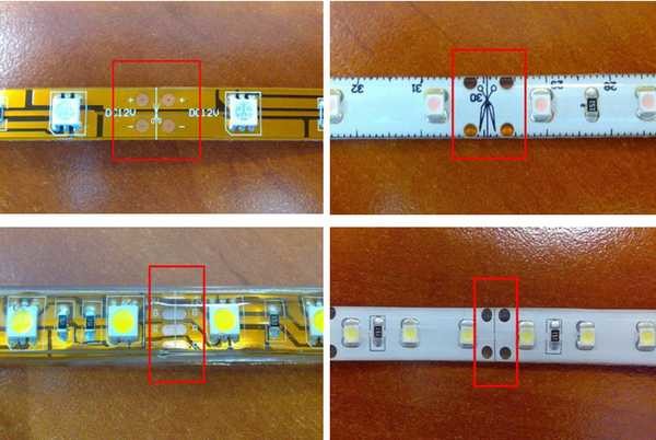 odstřihněte LED pásek nůžkami přesně podle označení