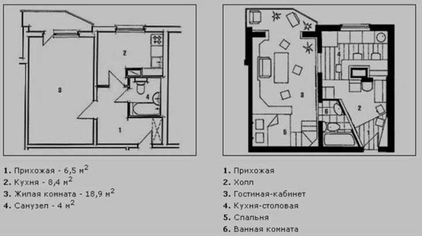Một ví dụ về cải tạo căn hộ 1 phòng có ban công kết hợp