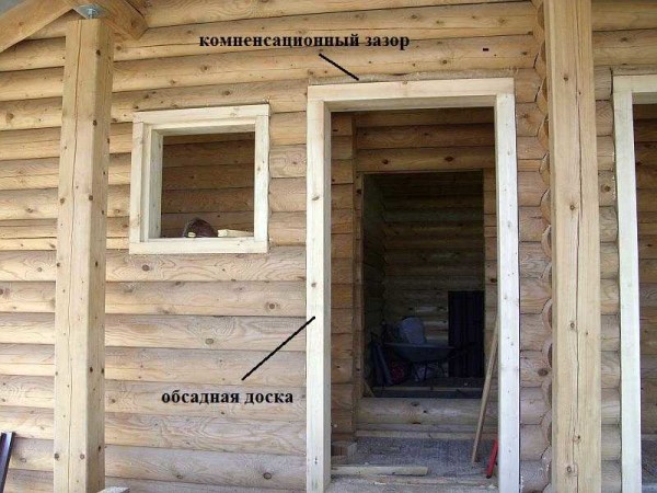 Installazione di una porta in una casa di legno: prima viene realizzato il rivestimento