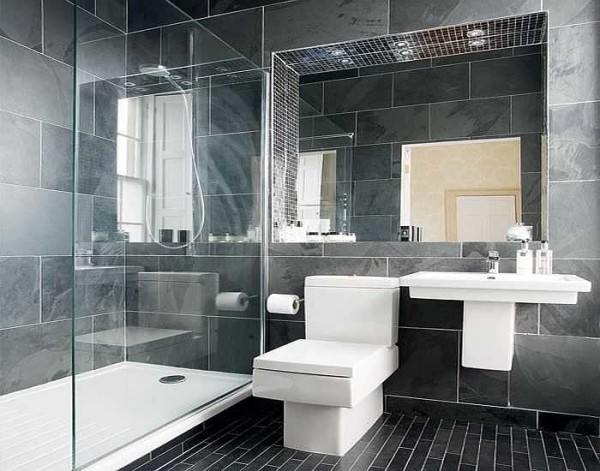 Gaya minimalis dalam reka bentuk bilik mandi - tidak ada perincian yang tidak perlu