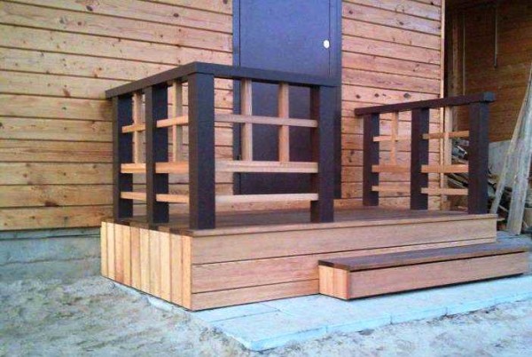 Porch lined with WPC - wood-polymer composite