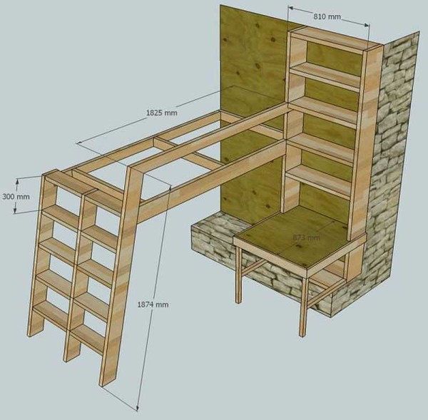 Loft bed project with dimensions