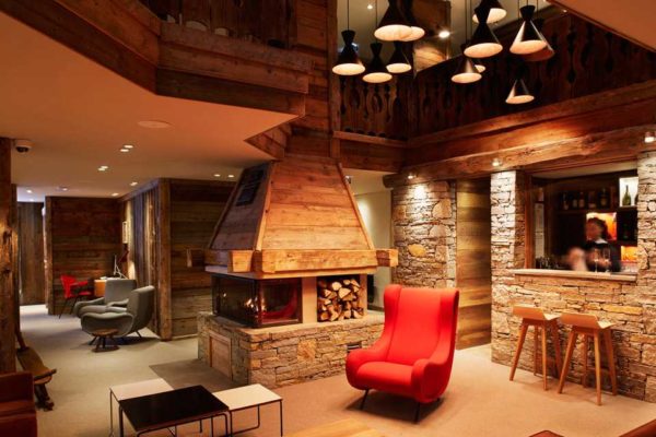 Alpine or Swiss fireplace has a memorable look