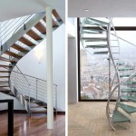 As escadas em espiral podem ter um aspecto futurista.Esses modelos se encaixam bem nos estilos de minimalismo, alta tecnologia e outras tendências modernas no design de instalações.