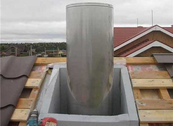 Correct passage of the sandwich chimney through the roof