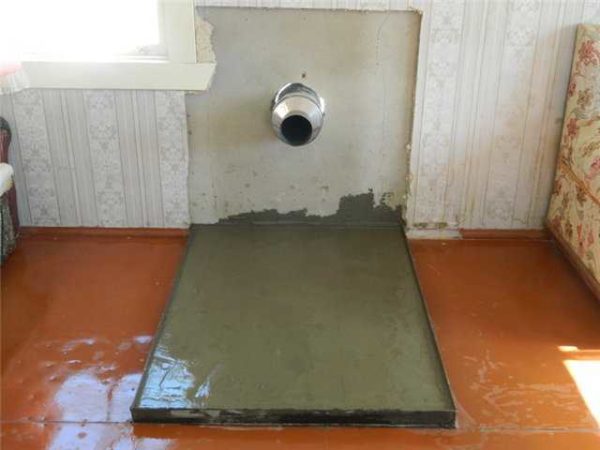 Penyediaan tapak untuk pemasangan relau dan PPU dipasang di dinding dengan sekeping paip