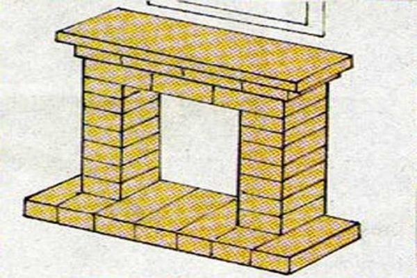 The simplest false brick fireplace