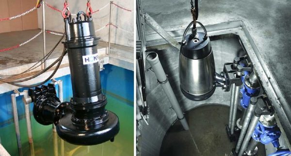 Installationsalternativ för dränkbara pumpar för avlopp (septiktank, dränerings- och lagringsbrunnar)