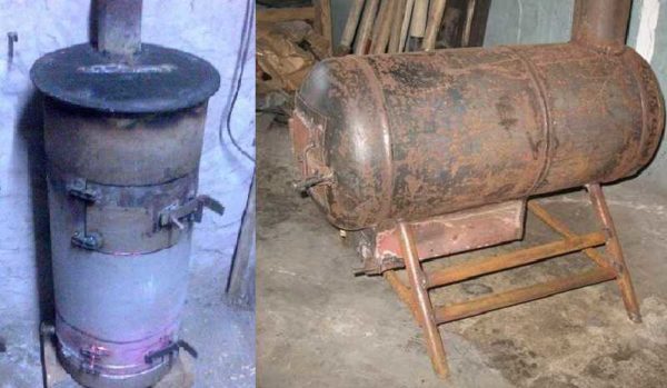Um fogão de barriga para uma garagem pode ser feito de um cilindro ou um cano com uma parede grossa
