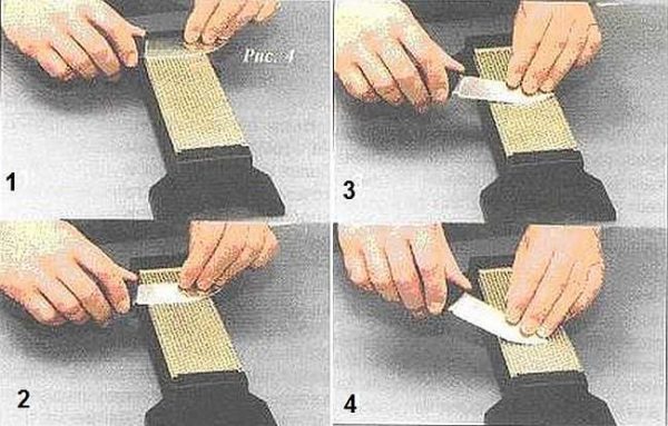 Процесът на заточване на нож върху щанга