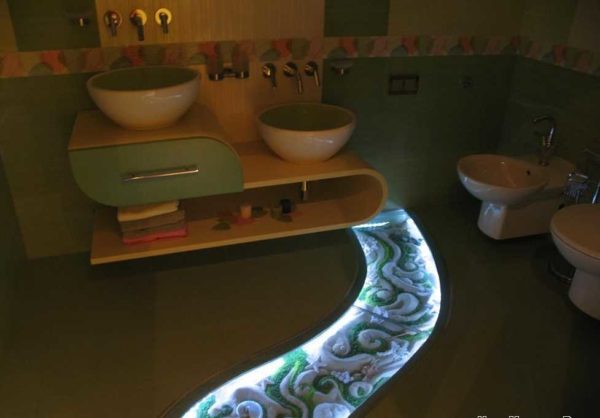 Illuminazione del pavimento del bagno