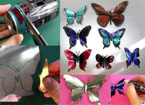 Můžete dokonce použít plechovky od piva pro výzdobu nástěnných motýlů.