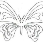 Trafaretas, skirtas popieriniams nėrinių drugeliams pjaustyti