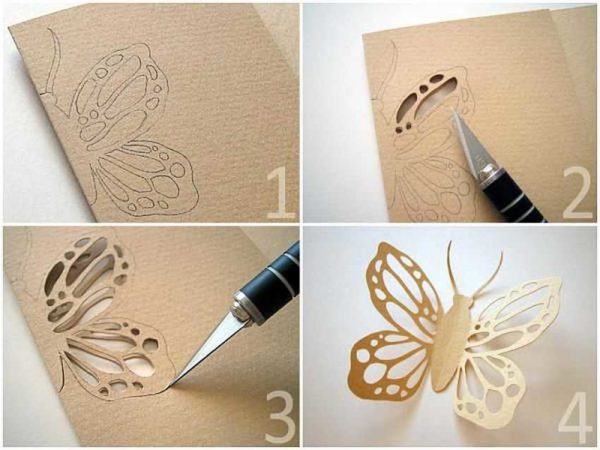Cách tạo một con bướm openwork từ giấy - quy trình trong ảnh