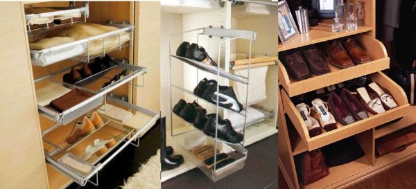 Idea untuk menyimpan kasut di almari pakaian untuk lorong