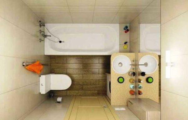 Để làm cho phòng tắm ở Khrushchev thoải mái hơn - bồn rửa có thể được lắp đặt phía trên máy giặt