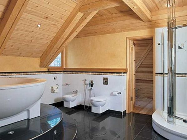 Fürdőszoba egy faházban - hely a fantáziának