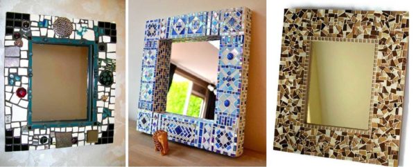 Cornici per specchi in mosaico fatto in casa