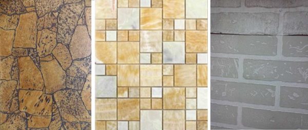 Most often, moisture-resistant panels for the bathroom are decorated with tiles, but there are other patterns