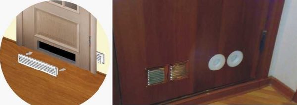 There are also special ventilation grilles for installation in the door
