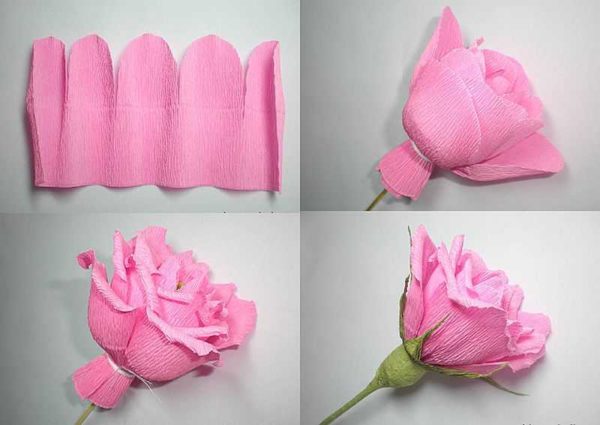 Z vlnitého papiera môžete rýchlo vyrobiť ružu