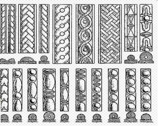 Vários padrões tradicionais para decorar platbands