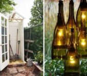 Nützliches Kunsthandwerk für den Garten und die Hütte kann auch aus alten Fenstern / Türen und Glasflaschen hergestellt werden.
