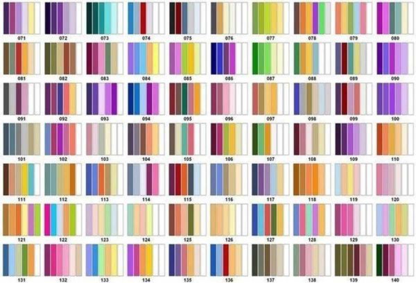 Табела комбинација боја у унутрашњости - неколико опција