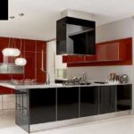 Fasad di set dapur moden boleh berbeza warna.