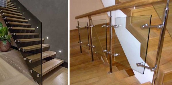 Υπάρχουν δύο τύποι γυάλινων κιγκλιδωμάτων σκάλας: πλαίσιο βάσης (μόνο γυαλί) και όταν το γυαλί είναι μόνο γεμάτο
