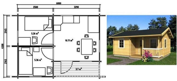 Pequena casa de campo 6 * 4.5 com varanda