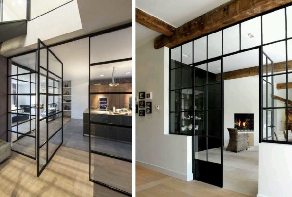 Dunne zwarte imposts - deze stijl is geschikt voor de Scandinavische richting, goed in een loft, modern en modern interieur