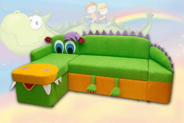 הספה הפינתית לחדר הילדים יכולה להיות בצורה של דמות מצוירת