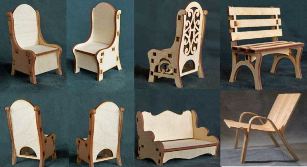 Diversos models de cadires de nines contraxapades