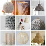Several types of knitted lampshades