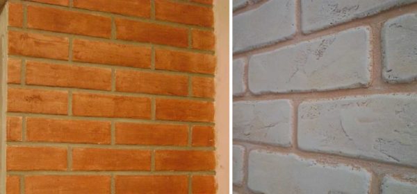 Imitação de tijolos para decoração de interiores de ambientes de argamassa, gesso (comum e decorativo)